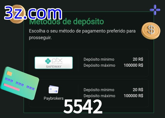 O cassino 5542 oferece uma grande variedade de métodos de pagamento